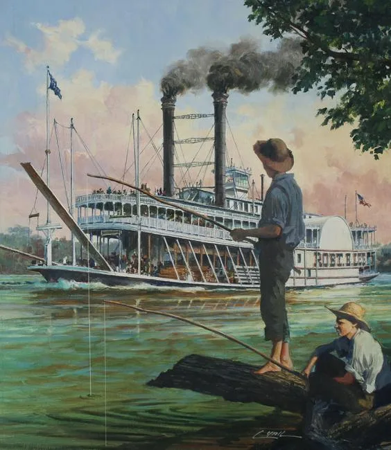 Robert E. Lee Riverboat by Dennis Lyall, Oil on Illustration Board, sold Nov 2020