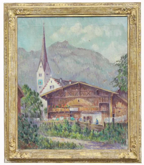 Susan Schneider, Bavarian Peasant House, 1927, oil on canvas