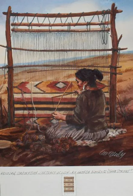 New Mexico Rio Grande Blanket #2 by Tom McNeely, Watercolor on Board, sold Nov 2020