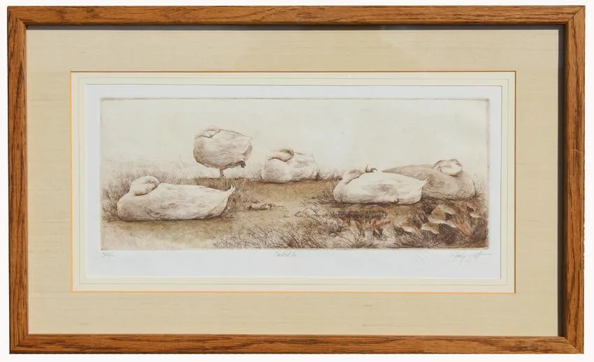 Tucked In by Sandy Scott, etching, sold Nov 2020