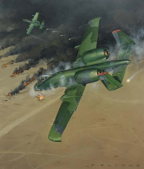 A-10 Thunderbolt II by Jack Fellows, Oil on Masonite, sold Nov 2020