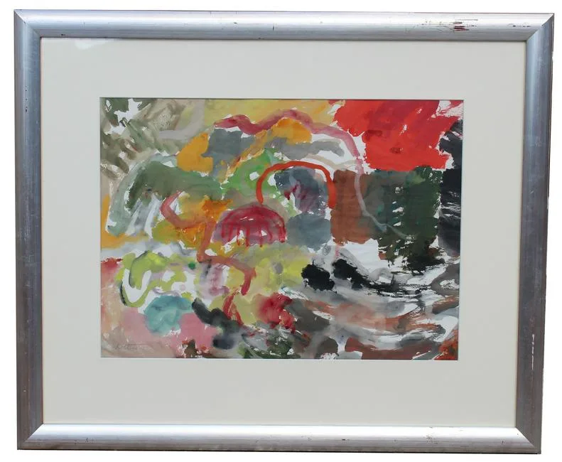 Thomas Koether, The Red Rock, Oil on Paper