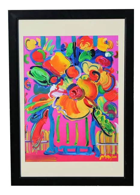 Abstract Flowers III by Peter Max, Mixed Media, sold Jan 2021