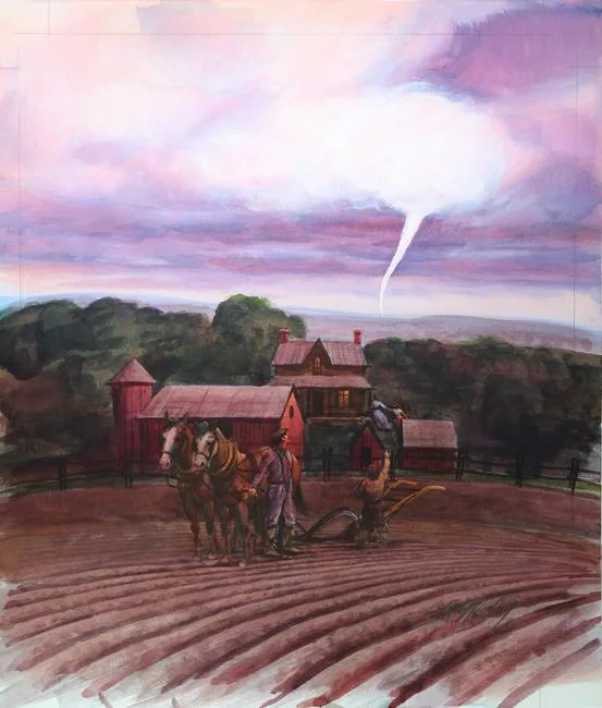 Cumulonimbus with tornado by Tom McNeely, Watercolor on Paper, sold Jan 2021