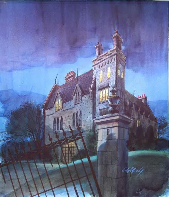 Haunted Mansion by Tom McNeely, Watercolor on Paper, sold Jan 2021