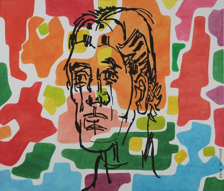Oskar Kokoschka by Erik Nitsche, Mixed Media on Illustration Board, sold Jan 2021