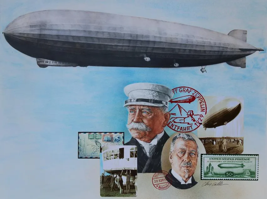 Graf Zeppelin by Chris Calle, Mixed Media on Illustration Board, sold Jan 2021