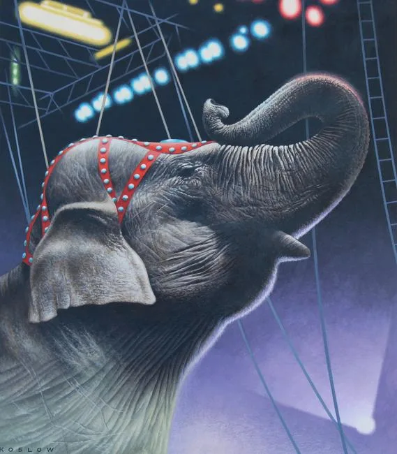 Howard Koslow, Elephant, Acrylic on Illustration Board