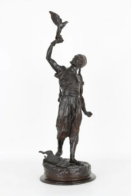 The Falconier by Pierre-Jules Mêne, Bronze, sold Feb 2021