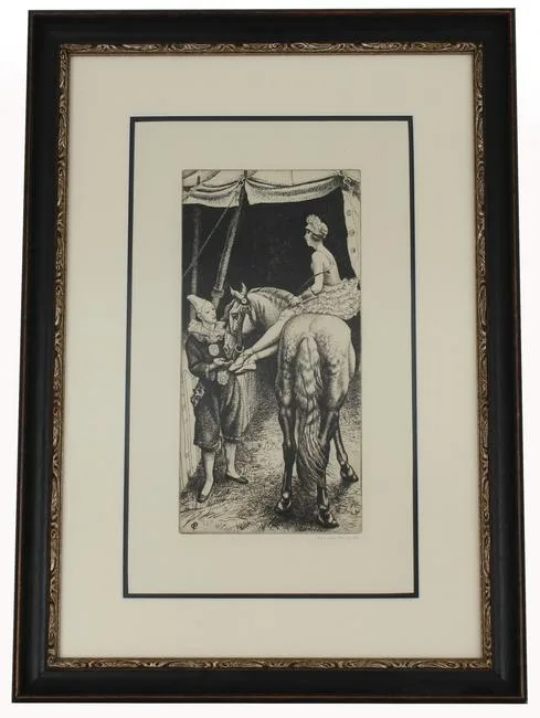 The Bareback Rider by Laura Knight, etching, offered Feb 2021