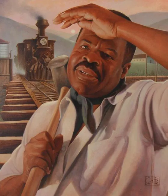 John Henry by Gregory Rudd, Oil on Cold Press Illustration Board, sold Feb 2021