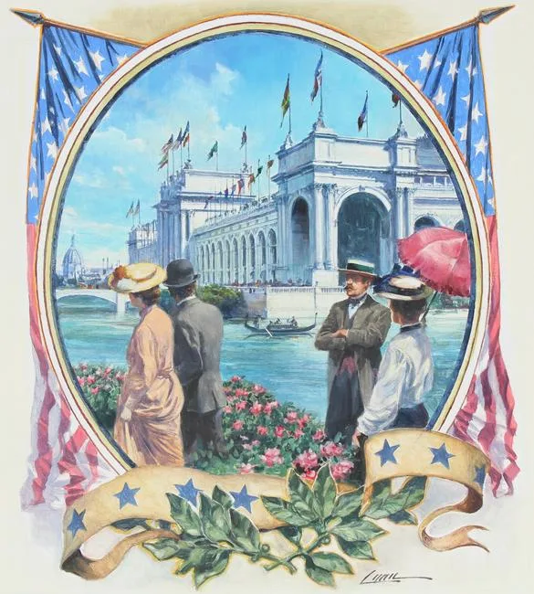 1893 Needlepoint Bookmark by Dennis Lyall, Oil on Canvas, sold Feb 2021