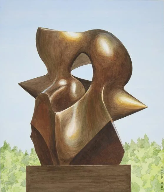 Large Spindle Piece Sculpture by Erik Nitsche, Mixed Media on Illustration Board, sold Feb 2021