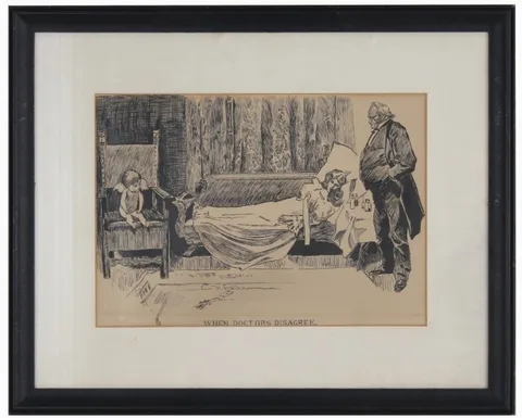 When Doctors Disagree by Charles Dana Gibson, ink, sold Feb 2021