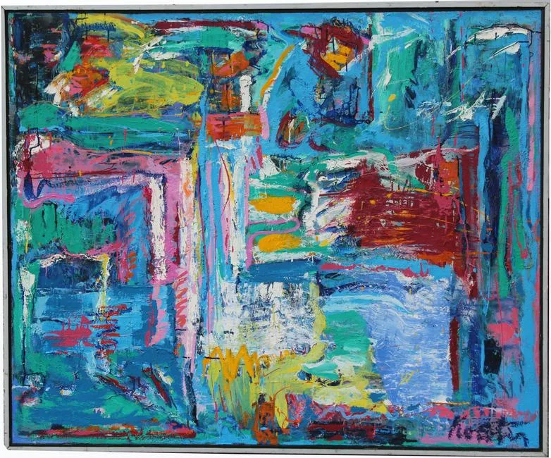 Thomas Koether, Blue Passage - Improvisation, Oil on Canvas