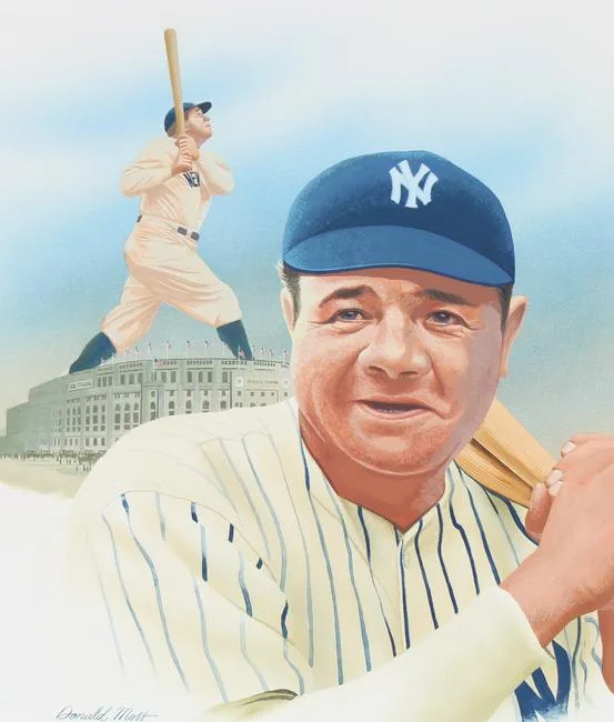 Donald Moss, Babe Ruth, Oil on Cold Press Illustration Board