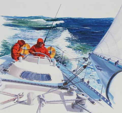Ocean Racer/Yachting in Australia by Ron Fletcher, Oil on Canvas Board, sold Feb 2021