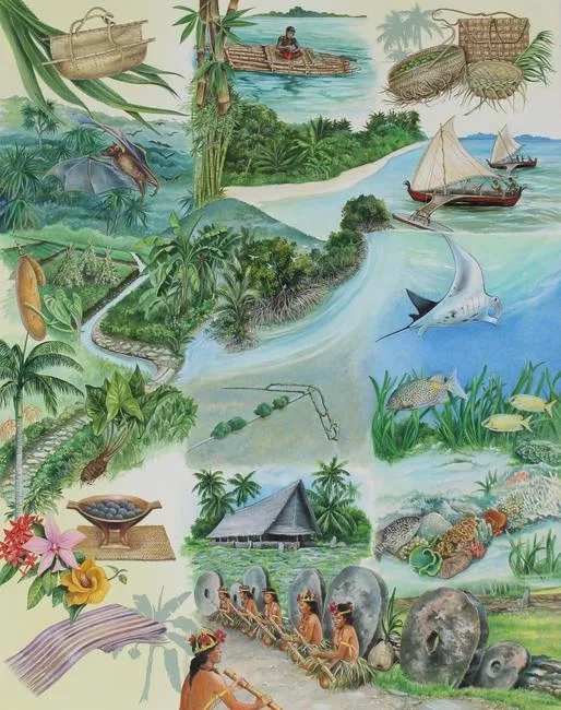 Dot Barlowe, Yap: Partnership of People & Nature, Mixed Media on Cold Press Illustration Board