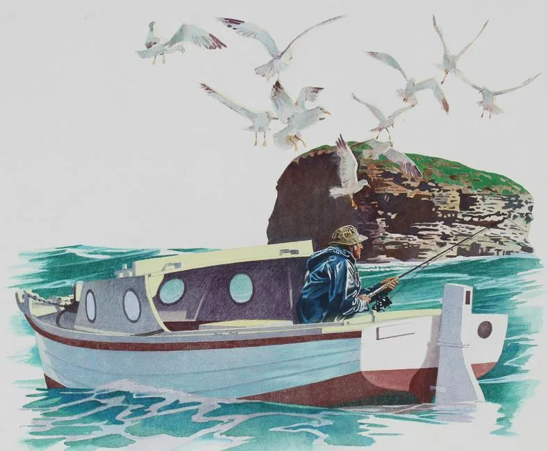 Brian Clinton, Fishing for Pleasure, Watercolor on Hot Press Illustration Board