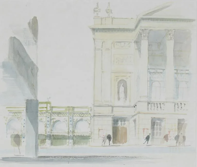 Hugh Casson, Royal Opera House, London, Watercolor on Paper