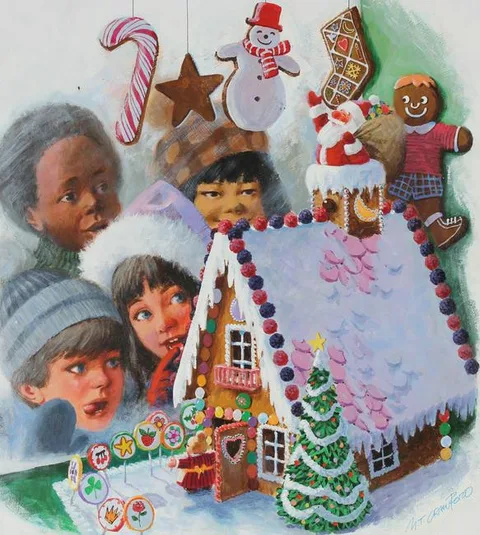 Mel Crawford, Gingerbread House, Mixed Media on Illustration Board