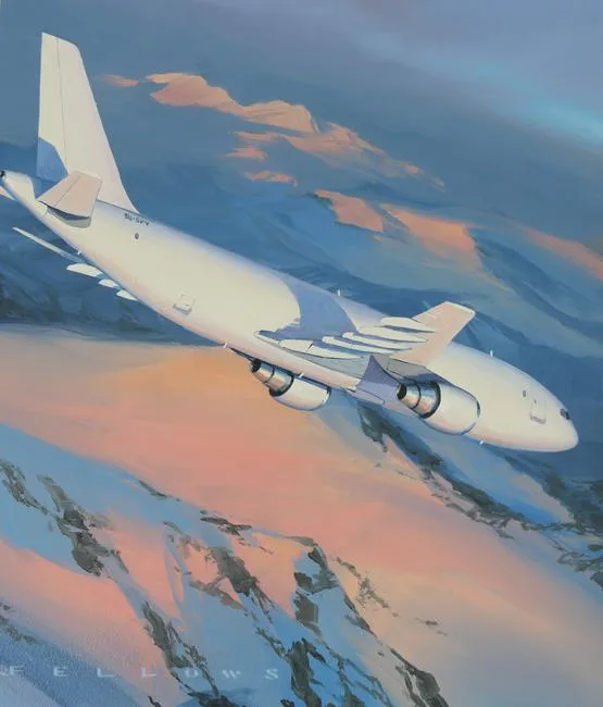 1972 Airbus A300 by Jack Fellows, Oil on Masonite, offered Feb 2021