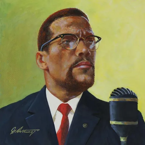 George Sottung, Malcolm X, Oil on Illustration Board