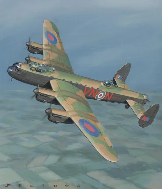 1942 Avro Lancaster by Jack Fellows, Oil on Masonite, sold Feb 2021