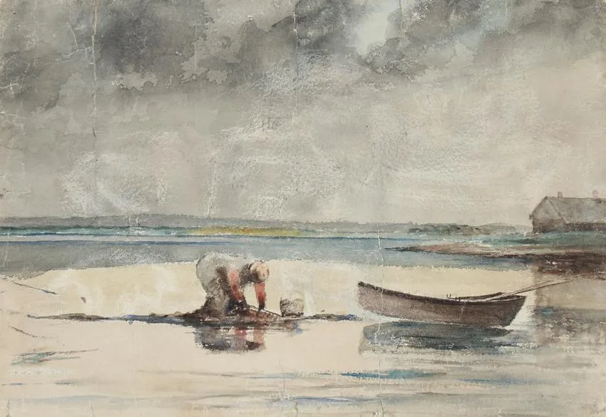 Clamming by Winslow Homer, Watercolor, sold Apr 2021