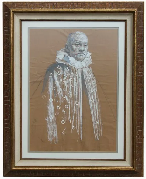 Robert Vickrey, Clown, tempera on paper