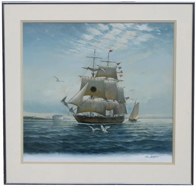 Columbia by Charles Lundgren, oil on Masonite, sold Apr 2021