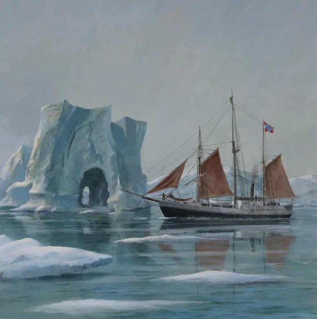 Charles Lundgren, Fram Sailing Ship, Oil on Masonite