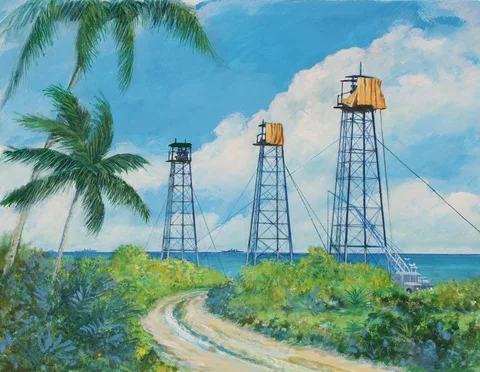 George Sottung, Operation Crossroads at Bikini Atoll - Navy Preparations, Oil on Illustration Board