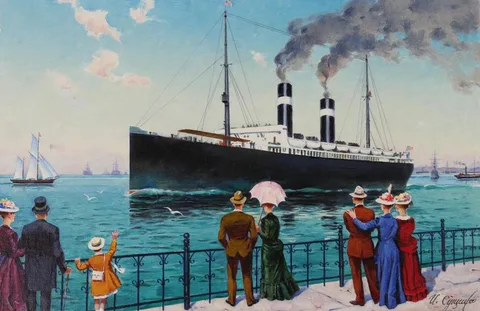 Ivan Akimovich Sushchenko, Steamship, Oil on Masonite