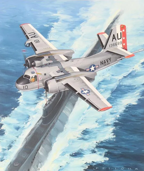 Grumman S2F-1S1 Tracker by Jack Fellows, Oil on Masonite, sold Apr 2021
