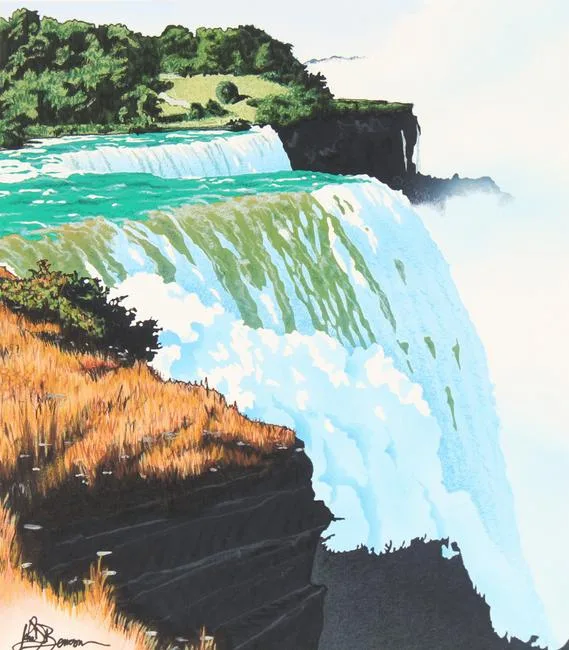 Niagara Falls by John Benson, Mixed Media on Paper, sold Apr 2021