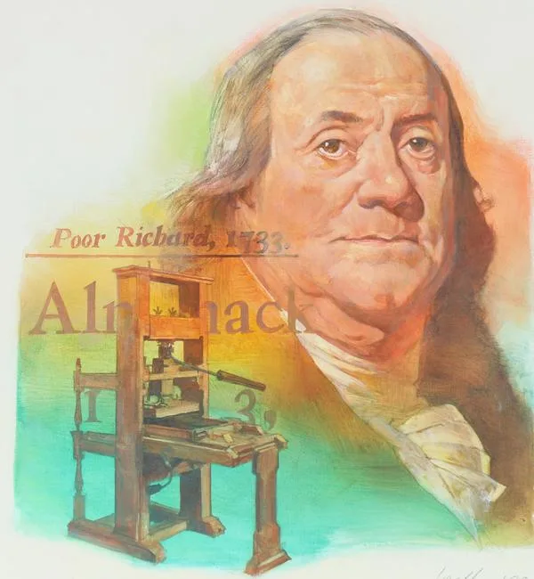 Benjamin Franklin by Dennis Lyall, Oil on Canvas, sold Apr 2021
