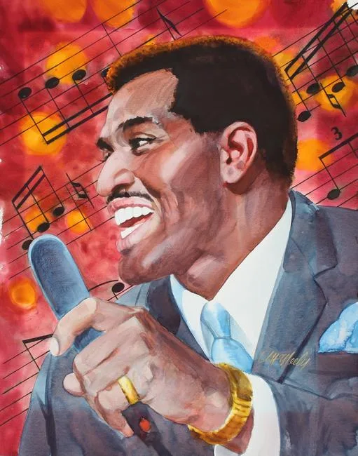 Otis Redding by Tom McNeely, Watercolor on Paper, sold Apr 2021