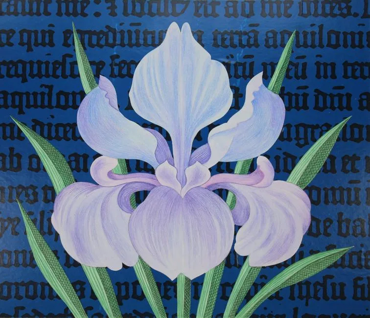 Iris - Manuscript Illumination by Erik Nitsche, Mixed Media on Illustration Board, offered Apr 2021