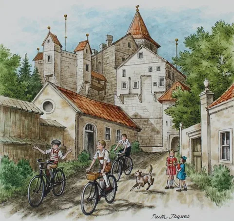 Faith Jaques, Boys on Bicycles, Watercolor on Cold Press Illustration Board