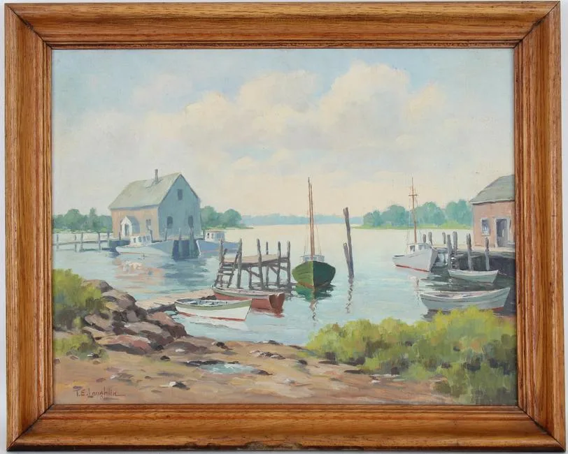 Thomas Earle Laughlin, Wickford Rhode Island, Oil on board