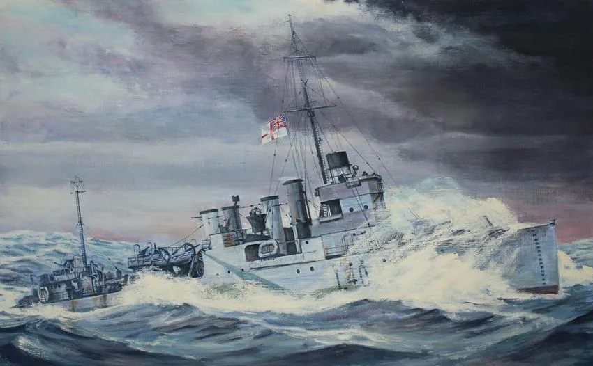 HMS Georgetown by David K. Stone, Oil on Masonite, sold Jun 2021
