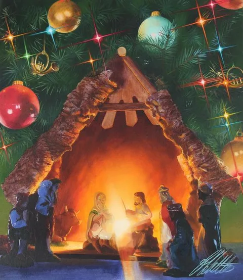 Christmas by Ed Little, Oil on Illustration Board, sold Jun 2021