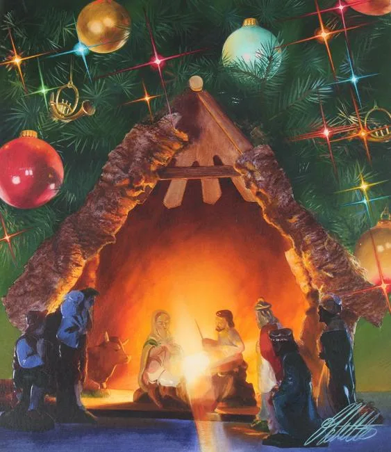 Christmas by Ed Little, Oil on Illustration Board, sold Jun 2021