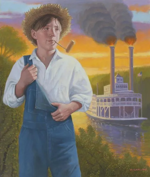 Michael Garland, Huckleberry Finn, Oil on Cold Press Illustration Board