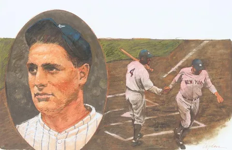 Tom Lydon, Lou Gehrig, Mixed Media on Construction Paper
