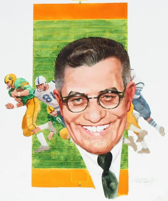 Vince Lombardi by Tom McNeely, Watercolor on Paper, sold Jun 2021