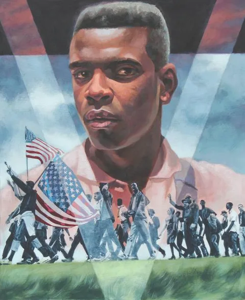 Lois Hatcher, 1965 Selma March, Acrylic on Illustration Board