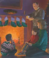 Michael Garland, Christmas/Family in Front of Fireplace