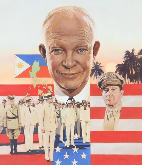 Gregory Rudd, Eisenhower as an Aid to General McArthur, Oil on Cold Press Illustration Board